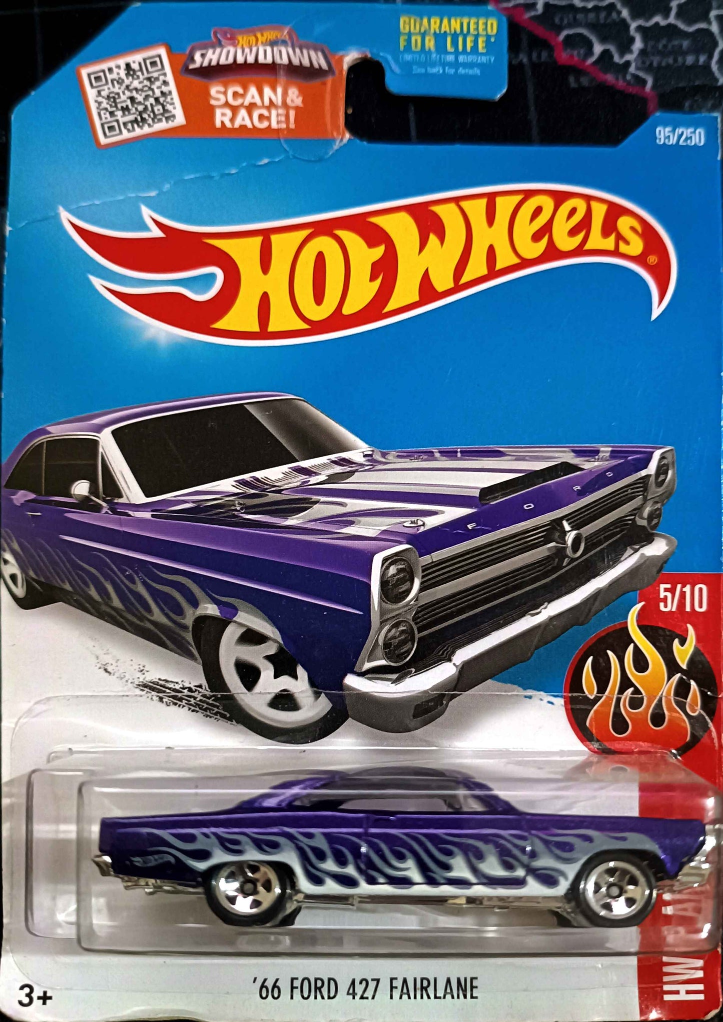 HOT WHEELS - 95/250 - '66 FORD 427 FAIRLANE - HW FLAMES 5/10