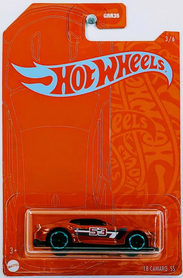 HOT WHEELS - '18 CAMARO SS - 53RD ANNIVERSARY - ORANGE AND BLUE 3/6