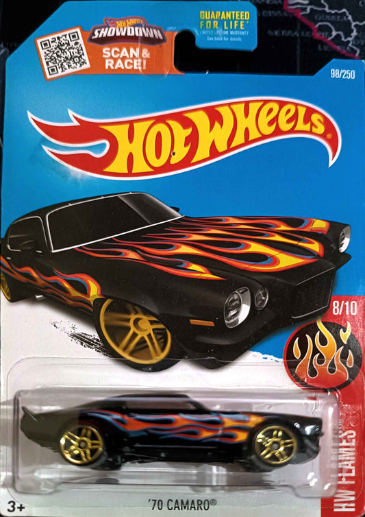 HOT WHEELS - 98/250 - '70 CAMARO - HW FLAMES 8/10